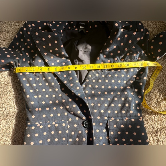 EUC Smythe The Lounge Blazer in Sporty Polka Dot Jacquard Navy Cotton Blend - Picture 5 of 13